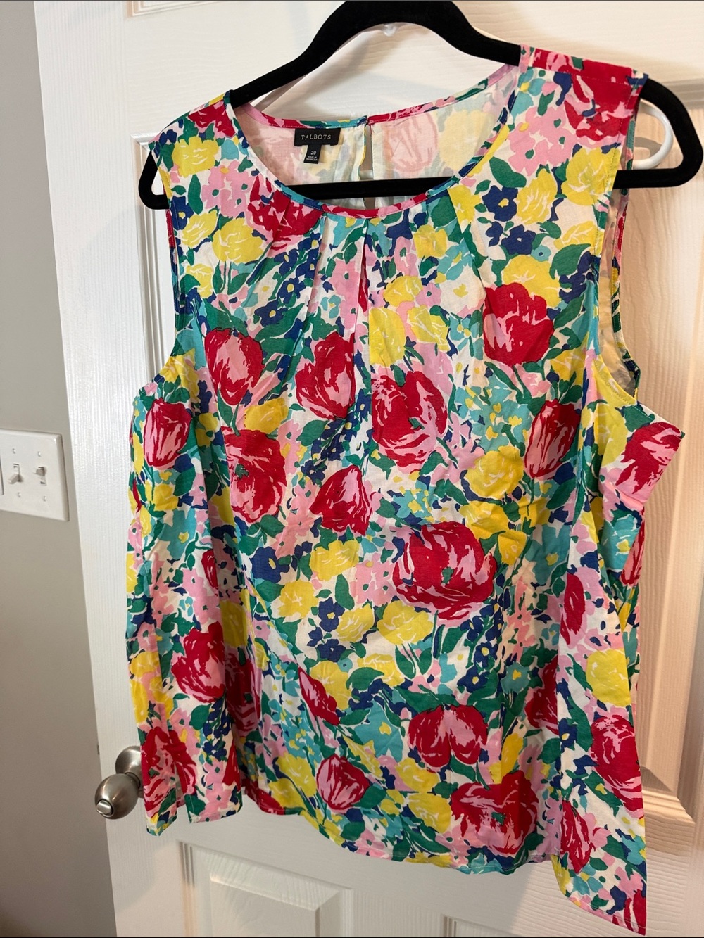 Talbots Multicolor Floral Sleeveless Tank Top — Red, Yellow, Pink, Blue, Green